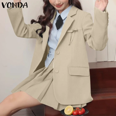 Vonda Áo Blazer Nữ Dài Tay Hàn Quốc Màu Trơn Không Váy - Giá 177.811₫, giảm 17% 4
