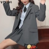 Vonda Áo Blazer Nữ Dài Tay Hàn Quốc Màu Trơn Không Váy - Giá 177.811₫, giảm 17% 6