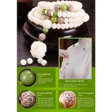 Vòng 108 hạt phong thủy - Chuỗi niệm Phật Bạch Ngọc Bồ Đề, giá ưu đãi 220.000đ