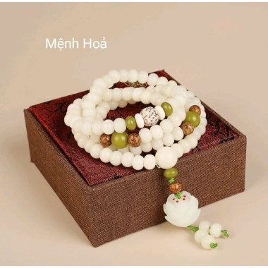 Vòng 108 hạt phong thủy - Chuỗi niệm Phật Bạch Ngọc Bồ Đề, giá ưu đãi 220.000đ