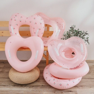 Vòng Bơi Trái Tim Bé Bơm Hơi Đồ Chơi Bơi Trẻ Em Ghế Bơi Phao Bể Bơi 2 trong 1