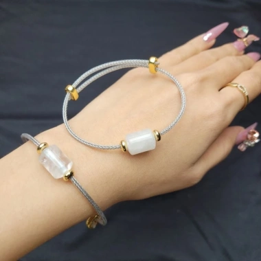 Vòng cáp lu thống TA Trắng 2 màu trong & thể băng - Phong Thuỷ Kim và Thuỷ TUDO giảm tới 399k 3