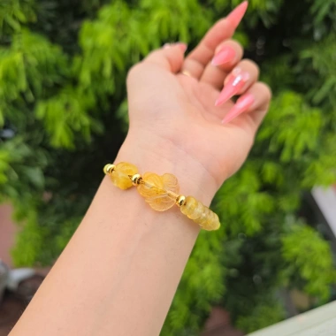 Vòng cáp ngũ điệu Q158 cỏ 4 lá, hồ ly TA Tóc Vàng - Phong Thủy Thổ Kim - giảm 21% 9