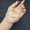 Vòng cáp ngũ điếu TA Trắng 2 màu trong và thể băng, điếu to mập, phù hợp mệnh Kim Thuỷ - Phong Thuỷ TUDO 402k