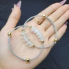 Vòng cáp ngũ điếu TA Trắng 2 màu trong và thể băng, điếu to mập, phù hợp mệnh Kim Thuỷ - Phong Thuỷ TUDO 402k 8