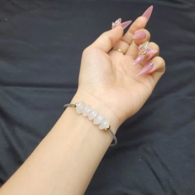 Vòng cáp ngũ điếu TA Trắng 2 màu trong và thể băng, điếu to mập, phù hợp mệnh Kim Thuỷ - Phong Thuỷ TUDO 402k 9