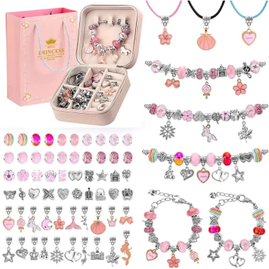 Vòng charm Pandora 66 món full hộp xịn xò: 3 dây chuyền dài, 3 vòng, 60 charm, chỉ 199.000 VND