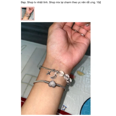 Vòng chuỗi mân côi T.A trắng tự nhiên + charm bạc Thái 925 - Nguyện cầu thêm đẹp, giảm còn 1,150,000 VND