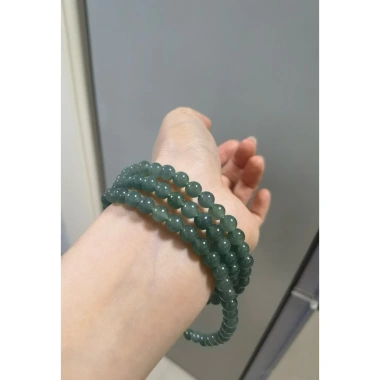 Vòng Chuỗi Tay Lam Ngọc Quấn Ba Vòng 3A Độ Sáng - Noa Gems, Tặng Hộp Gấm, Giá 680,000₫