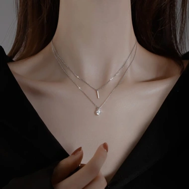 Vòng cổ Bạc 2 tầng TUNA SILVER - Dây chuyền cao cấp chuẩn Bạc, giá ưu đãi 599k 6