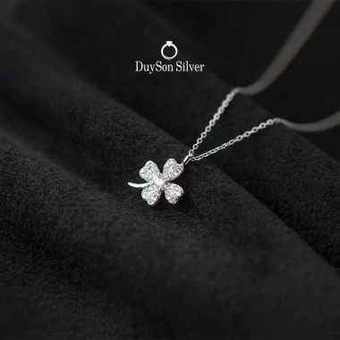 Vòng cổ bạc 925 nữ DUYSON SILVER - Dây chuyền cỏ 4 lá mạ vàng cao cấp, thiết kế tinh tế, giá chỉ 450.000 VND