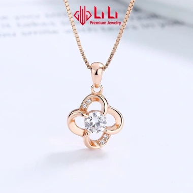 Vòng cổ bạc nữ S925 đá CZ cao cấp hình cỏ 4 lá Reina - Giá 1.928.000 VND