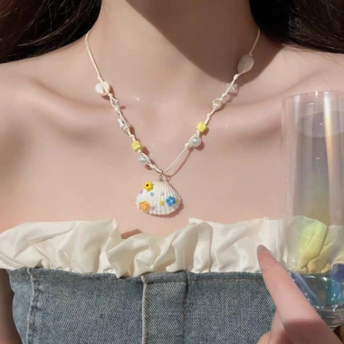 Vòng cổ bện đính cườm vỏ cho bé gái - Phong cách biển, giảm giá 61.600₫ 3