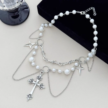 Vòng cổ chéo ngọc trai nhiều lớp thời trang - Dây chuyền xương đòn nữ chỉ 38.500₫
