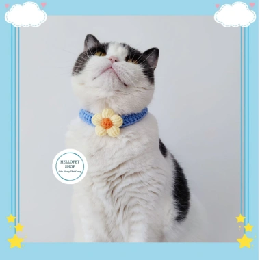 Vòng cổ chó mèo len bông hoa dễ thương HELLOPET - Đan thủ công 23.000đ