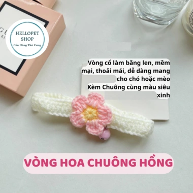 Vòng cổ chó mèo len bông hoa dễ thương HELLOPET - Đan thủ công 23.000đ