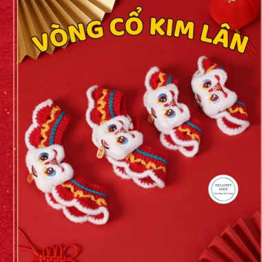 Vòng cổ chó mèo tết đầu lân len mềm mại - Giá ưu đãi 69.000 VND, êm ái, thời trang