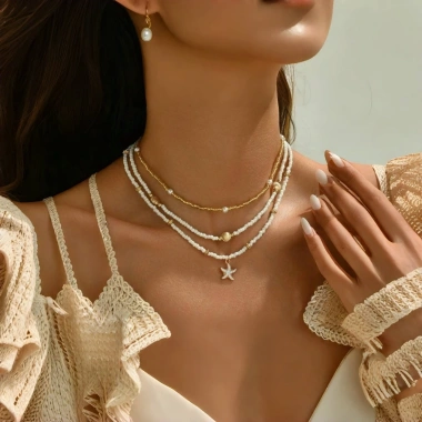 Vòng Cổ Choker Nhiều Lớp Vỏ Sò Ngọc Trai Thời Trang - Giá chỉ 50.250₫, giảm so với 61.305₫ 3 Vòng Cổ Choker Nhiều Lớp Vỏ Sò Ngọc Trai Thời Trang - Giá chỉ 50.250₫, giảm so với 61.305₫ 3