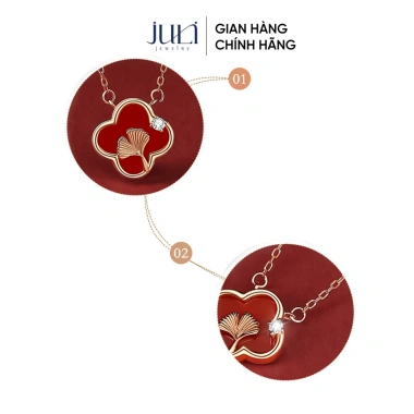 Vòng cổ cỏ 4 lá đỏ May Mắn - Bạc mạ vàng 3 lớp VC38 JULI, giảm giá 250k