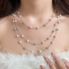Vòng cổ đá mắt hổ & ngọc trai, dây chuyền xương đòn nhiều lớp - Cá tính, phụ kiện nữ, giá ưu đãi 37.600đ 9