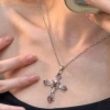 Vòng cổ HYCEO Trái tim Tình yêu và Chữ thập Zircon Y2K Dây chuyền Xương đòn Pha lê Gothic Kim cương cho Nữ 42.900 VND 3