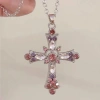 Vòng cổ HYCEO Trái tim Tình yêu và Chữ thập Zircon Y2K Dây chuyền Xương đòn Pha lê Gothic Kim cương cho Nữ 42.900 VND 4