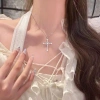 Vòng cổ HYCEO Trái tim Tình yêu và Chữ thập Zircon Y2K Dây chuyền Xương đòn Pha lê Gothic Kim cương cho Nữ 42.900 VND 5