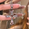 Vòng cổ HYCEO Trái tim Tình yêu và Chữ thập Zircon Y2K Dây chuyền Xương đòn Pha lê Gothic Kim cương cho Nữ 42.900 VND 7