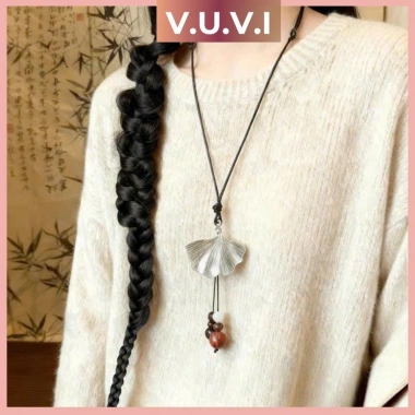 Vòng cổ lá bạc Ginkgo và lông vũ phong cách Trung Hoa Dễ phối đồ chụp ảnh đẹp, giá chỉ 21.500₫
