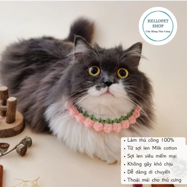 Vòng cổ len cho chó mèo HELLOPET họa tiết hoa nhiều màu, mềm mại, giá chỉ 39.000 VND