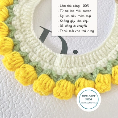 Vòng cổ len cho chó mèo HELLOPET họa tiết hoa nhiều màu, mềm mại, giá chỉ 39.000 VND