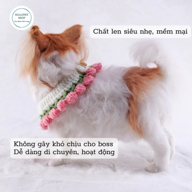 Vòng cổ len cho chó mèo HELLOPET họa tiết hoa nhiều màu, mềm mại, giá chỉ 39.000 VND