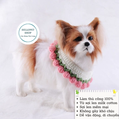 Vòng cổ len cho chó mèo HELLOPET họa tiết hoa nhiều màu, mềm mại, giá chỉ 39.000 VND