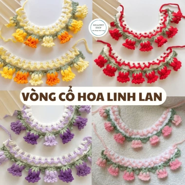 Vòng cổ len hình hoa linh lan dễ thương cho chó mèo, giá ưu đãi 65.000₫