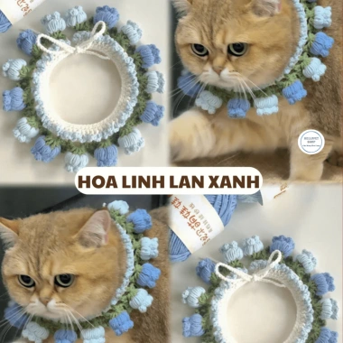 Vòng cổ len hình hoa linh lan dễ thương cho chó mèo, giá ưu đãi 65.000₫