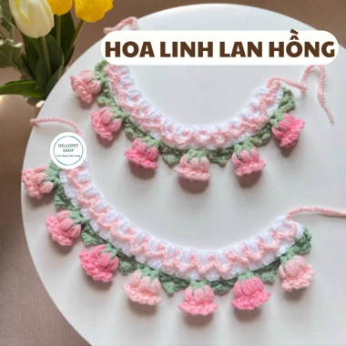Vòng cổ len hình hoa linh lan dễ thương cho chó mèo, giá ưu đãi 65.000₫