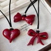 Vòng cổ mặt dây chuyền trái tim nơ đỏ cổ điển - Trang sức nữ giá ưu đãi 35.733₫ 9