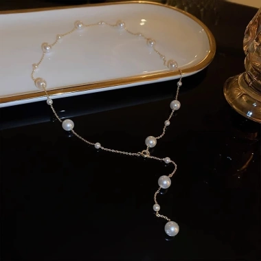 Vòng cổ ngọc trai hình Y dây chuyền dài điều chỉnh, trang sức nữ sang trọng, quà tặng 60.160₫