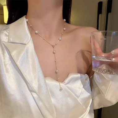 Vòng cổ ngọc trai hình Y dây chuyền dài điều chỉnh, trang sức nữ sang trọng, quà tặng 60.160₫