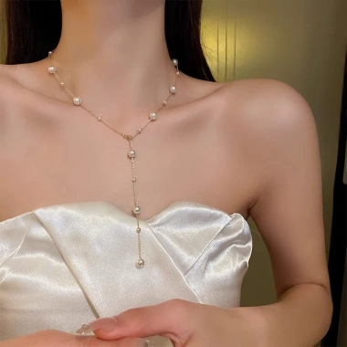 Vòng cổ ngọc trai hình Y dây chuyền dài điều chỉnh, trang sức nữ sang trọng, quà tặng 60.160₫