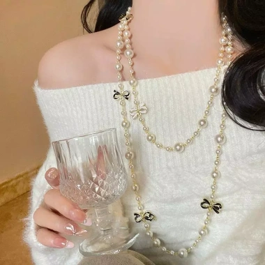 Vòng cổ ngọc trai nơ áo dài nữ, dây chuyền xương đòn dài thanh lịch, phụ kiện truyền thống cao cấp giảm giá 3 Vòng cổ ngọc trai nơ áo dài nữ, dây chuyền xương đòn dài thanh lịch, phụ kiện truyền thống cao cấp giảm giá 3
