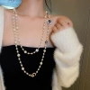 Vòng cổ ngọc trai nơ áo dài nữ, dây chuyền xương đòn dài thanh lịch, phụ kiện truyền thống cao cấp giảm giá 7