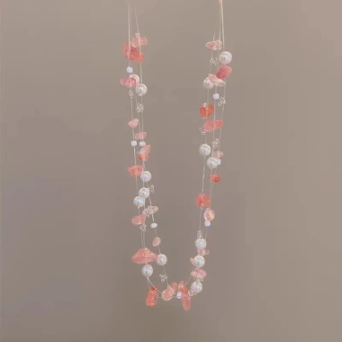 Vòng cổ ngọc trai pha lê hồng thiết kế Hàn Quốc, chuỗi xương đòn thời trang - giá 53.250₫ 7