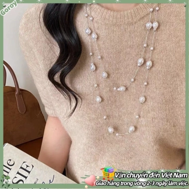 Vòng cổ ngọc trai phong cách bầu trời đầy sao, chuỗi xương đòn nhiều lớp, quà tặng sinh nhật, giá 62.000₫