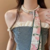 Vòng cổ ngọc trai ruy băng phong cách Pháp, dây chuyền xương đòn thanh lịch, giá 39.999 4