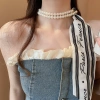 Vòng cổ ngọc trai ruy băng phong cách Pháp, dây chuyền xương đòn thanh lịch, giá 39.999 6
