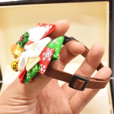 Vòng cổ Noel nơ & chuông cho mèo chó - Trang trí Giáng sinh đa size, 300.466₫