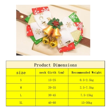 Vòng cổ Noel nơ & chuông cho mèo chó - Trang trí Giáng sinh đa size, 300.466₫