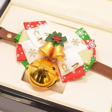 Vòng cổ Noel nơ & chuông cho mèo chó - Trang trí Giáng sinh đa size, 300.466₫
