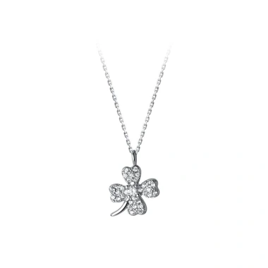 Vòng cổ nữ bạc S925 AROCH JEWELRY D7.952 - Dây chuyền cỏ bốn lá cá tính 478k